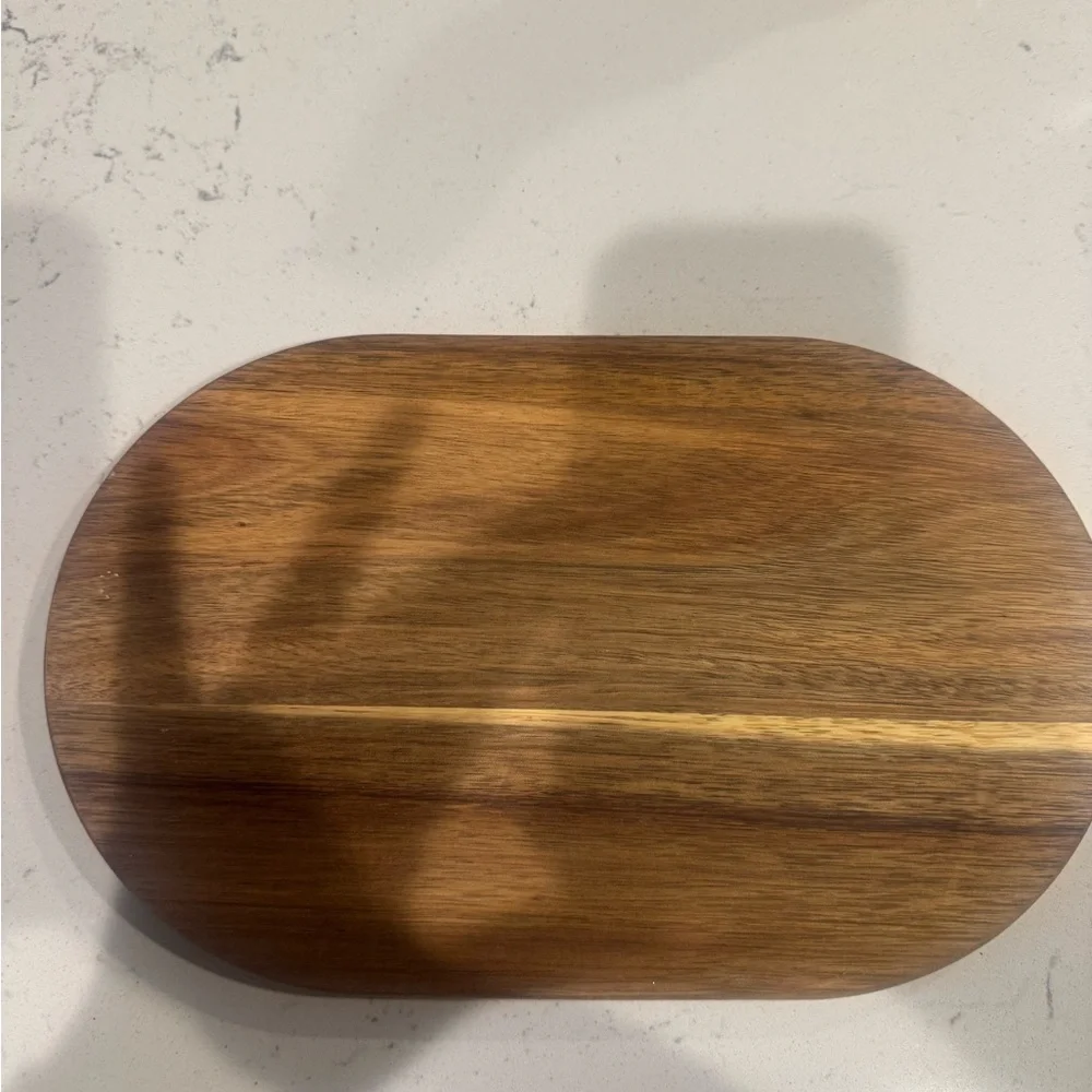 Wooden Serving Tray with White Ceramic Plate